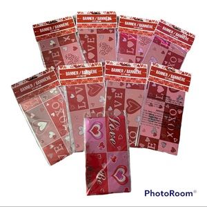 Lot Of 9 Packs Valentine Love~Xoxo Banned 5ft (152 CM) Metallic Style.